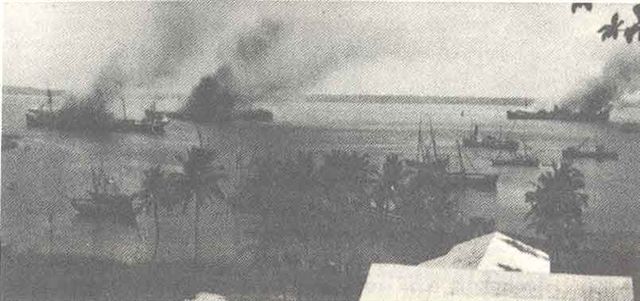 German ships set a fire in Mormugao Bay, Goa, after British agents' attack