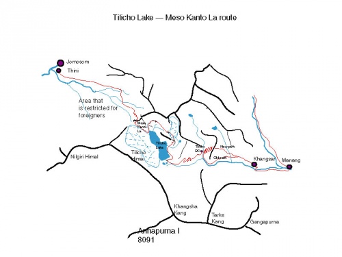 Manang-Jomosom map